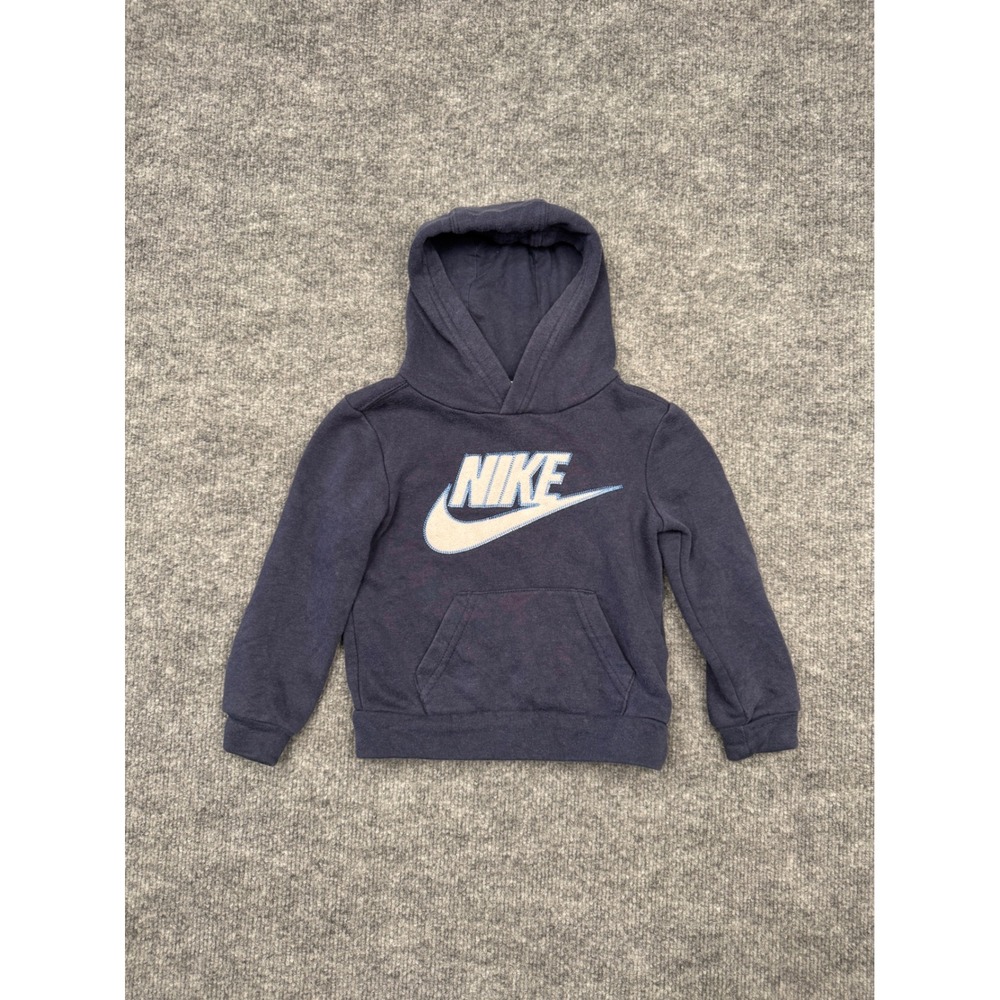 Nike Kids 2T Navy Blue Pullover Hoodie Fleece Logo Sweatshirt Kids Size 2T‎